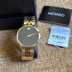 Movado Men's Gold Tone Black Dial Museum Watch